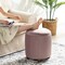 Modern Dusty Pleated Velvet Upholstered Storage Ottoman or Accent Stool with Rubberwood Ball Feet